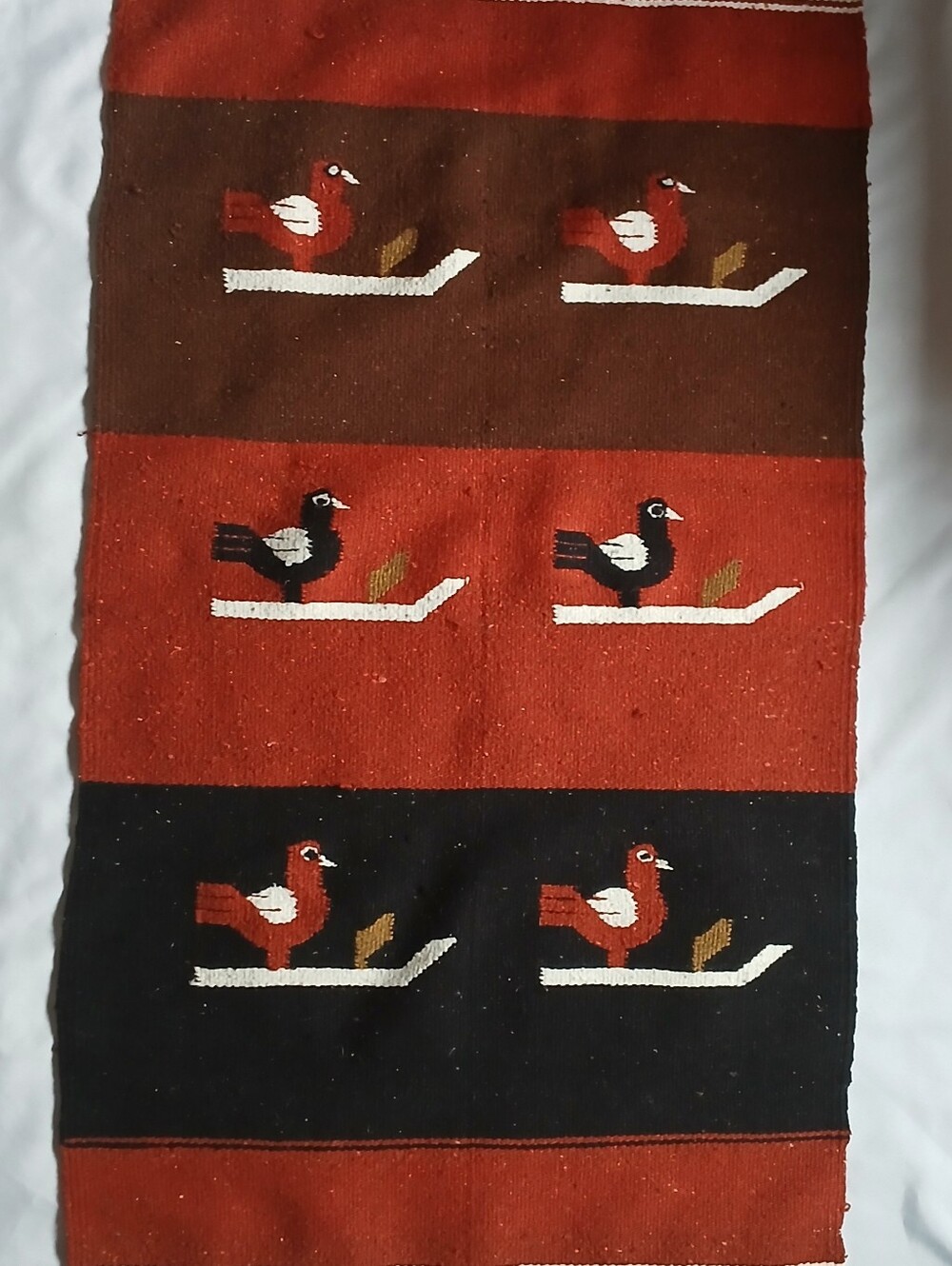 Vintage Mexican Folk Art Runner Rug